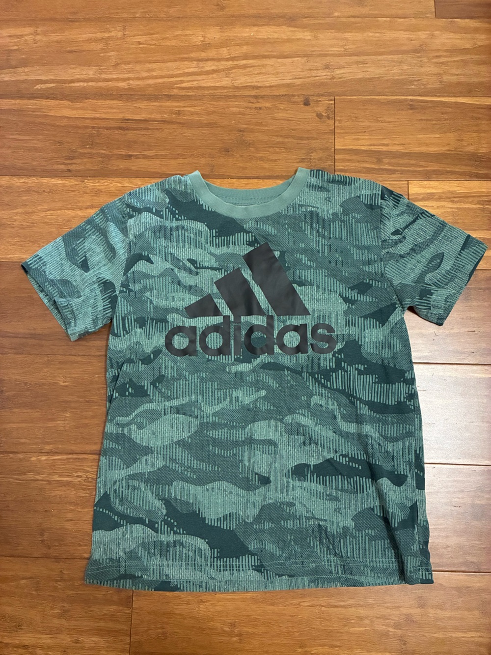adidas Teal & Dark Green Camo Logo Short Sleeve Tee